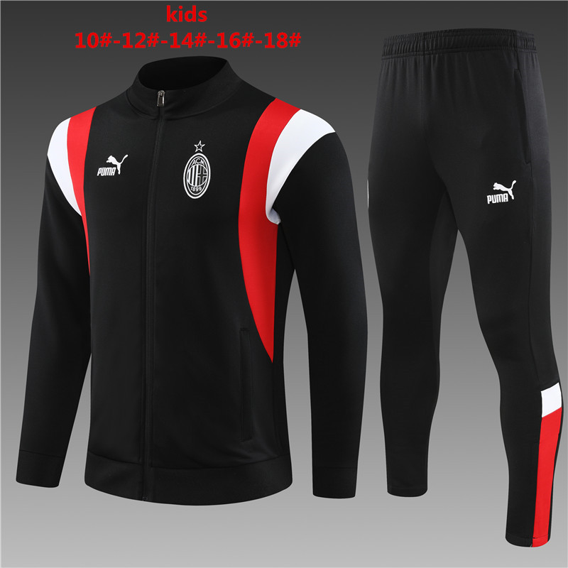 AC Milan 23-24 Kids Jacket Training Tracksuit - Black